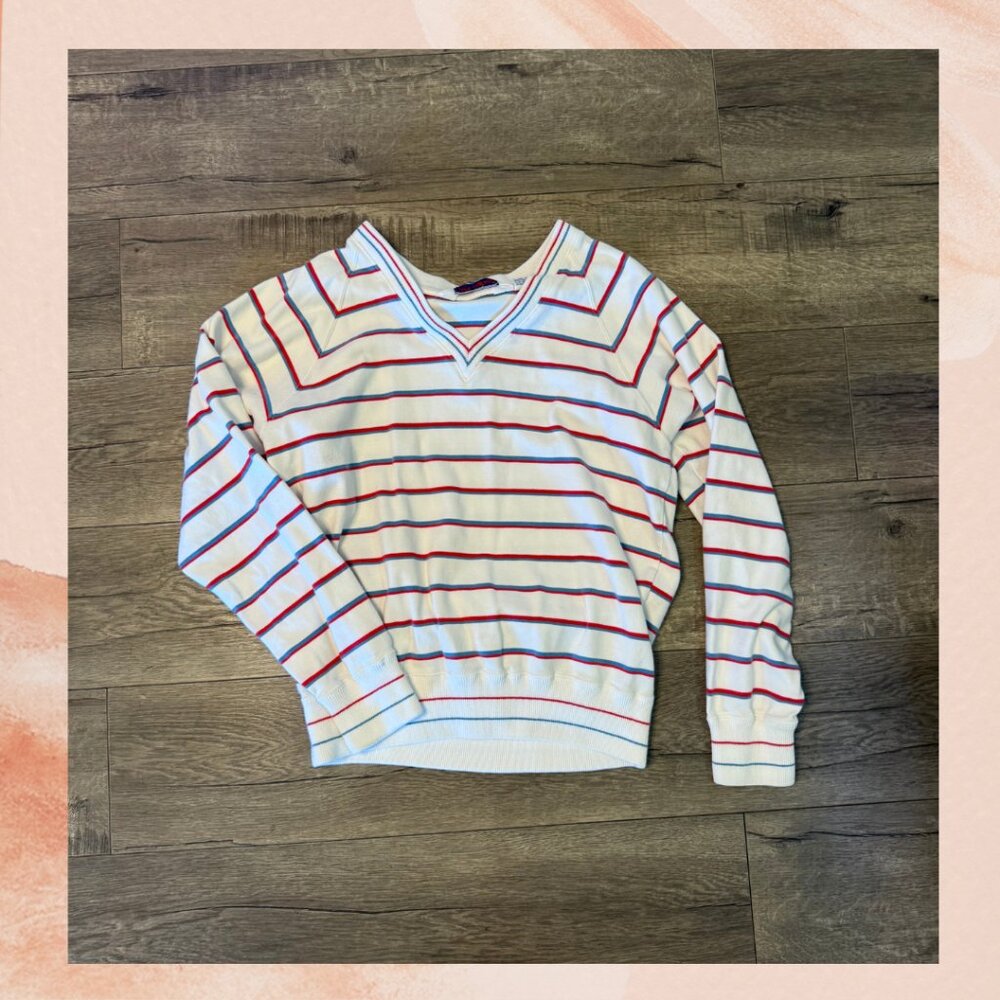 Mark Scot Vintage Striped Pullover V-Neck Shirt